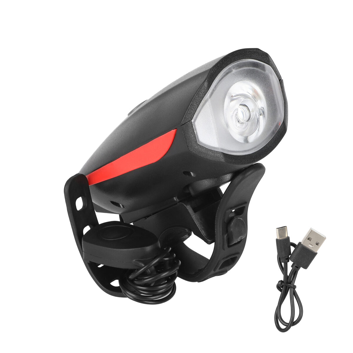 Luz delantera con bocina 7588 con carga USB (roja) - Imagen 2