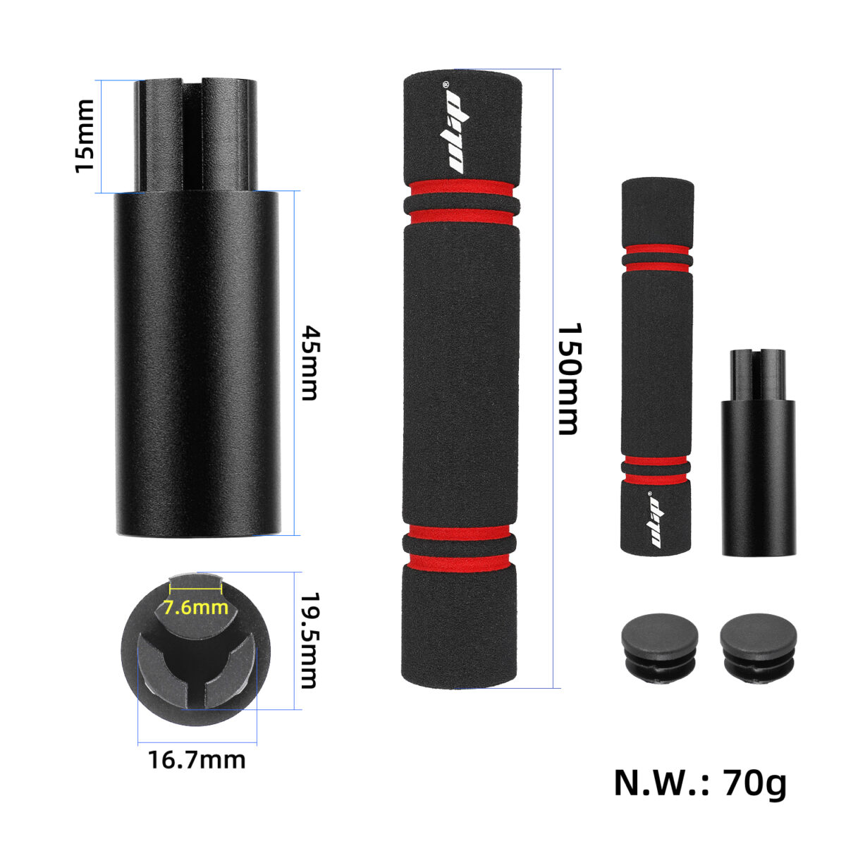 Kit extensor de manillar Ulip negro sin luz para scooters de las series Xiaomi y Ninebot ES - Imagen 2