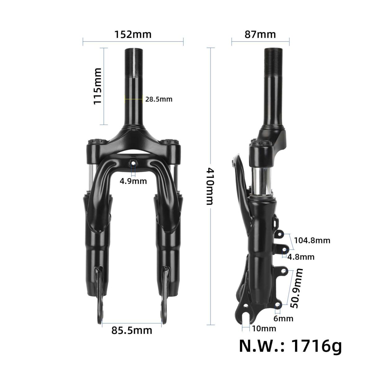 Suspensión de horquilla delantera negra para bicicleta eléctrica KUGOO V1 B2 MTB - Imagen 2