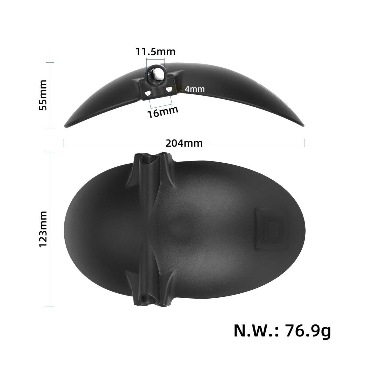 Guardabarros delantero negro para scooter DUALTRON COMPACT - Imagen 2
