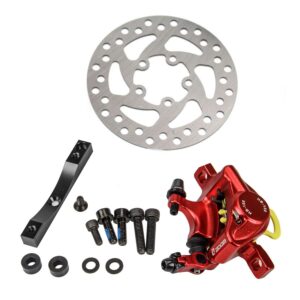 Juego de frenos Xtech rojos que incluye disco de 120 mm y adaptador negro
