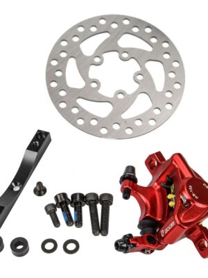 Juego de frenos Xtech rojos que incluye disco de 120 mm y adaptador negro