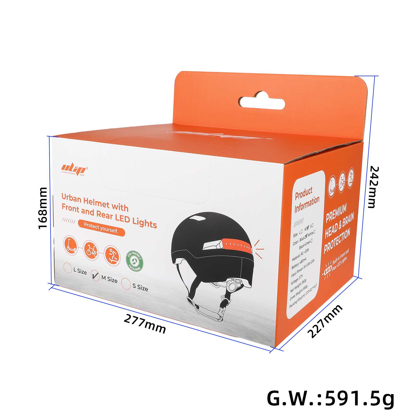 Casco Ulip negro talla M U002 con luz - Imagen 3