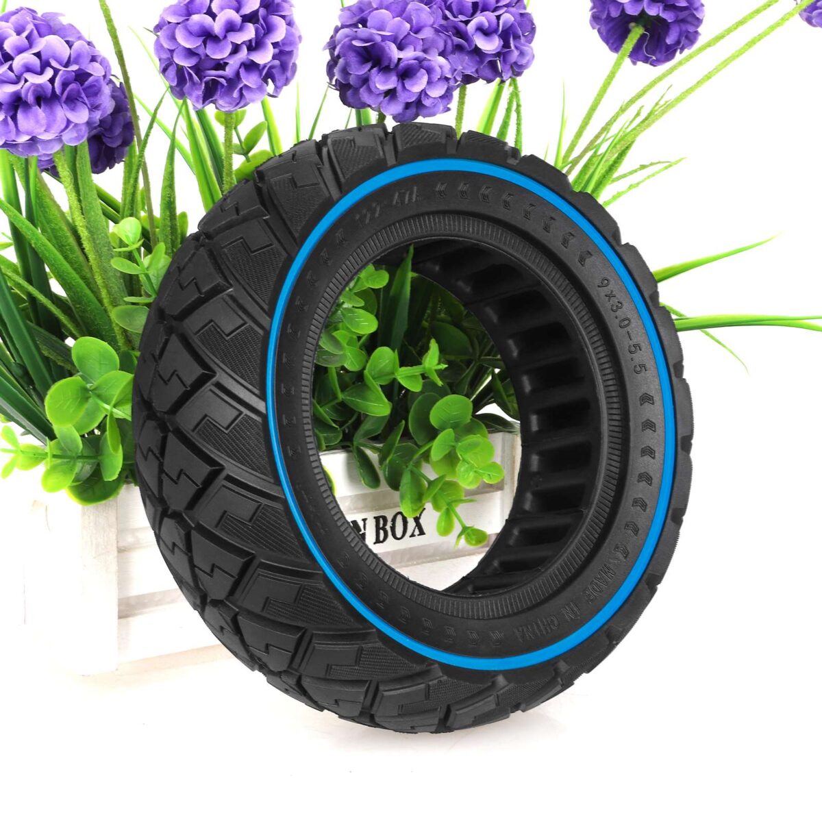 Neumático todoterreno sólido Ulip 9*3.0-5.5 con forma de diamante y círculo azul - Imagen 5