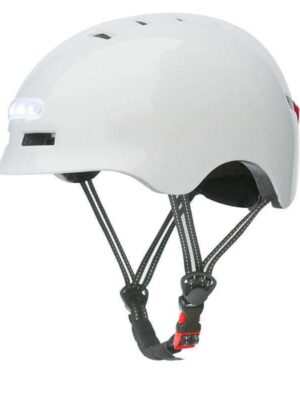 Casco blanco brillante talla S con luz (KY-Z002)