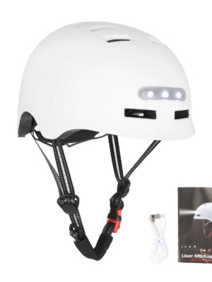 Casco blanco talla M con luz