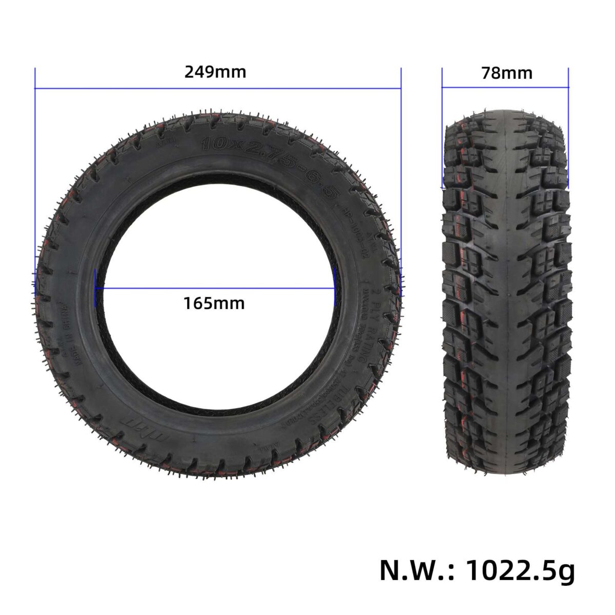 Neumático todoterreno sin cámara autorreparable Ulip 10*2.75-6.5 con buena adherencia - Imagen 4