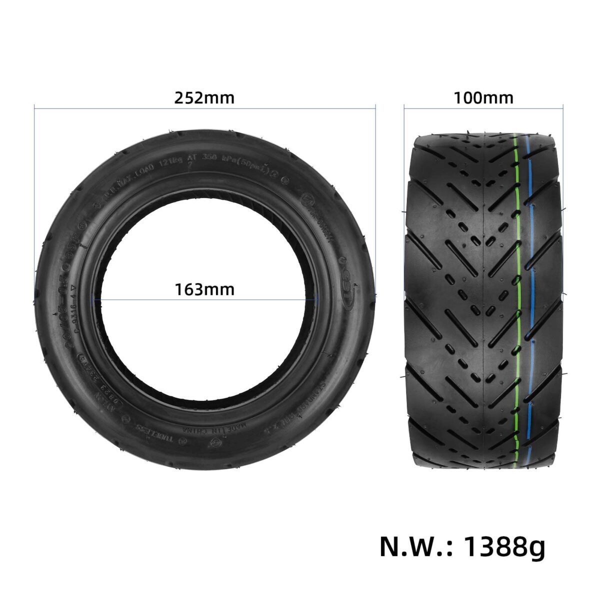 Neumático sin cámara autorreparable CST 90/65-6.5 de 11 pulgadas (con válvula PVR50) - Imagen 2
