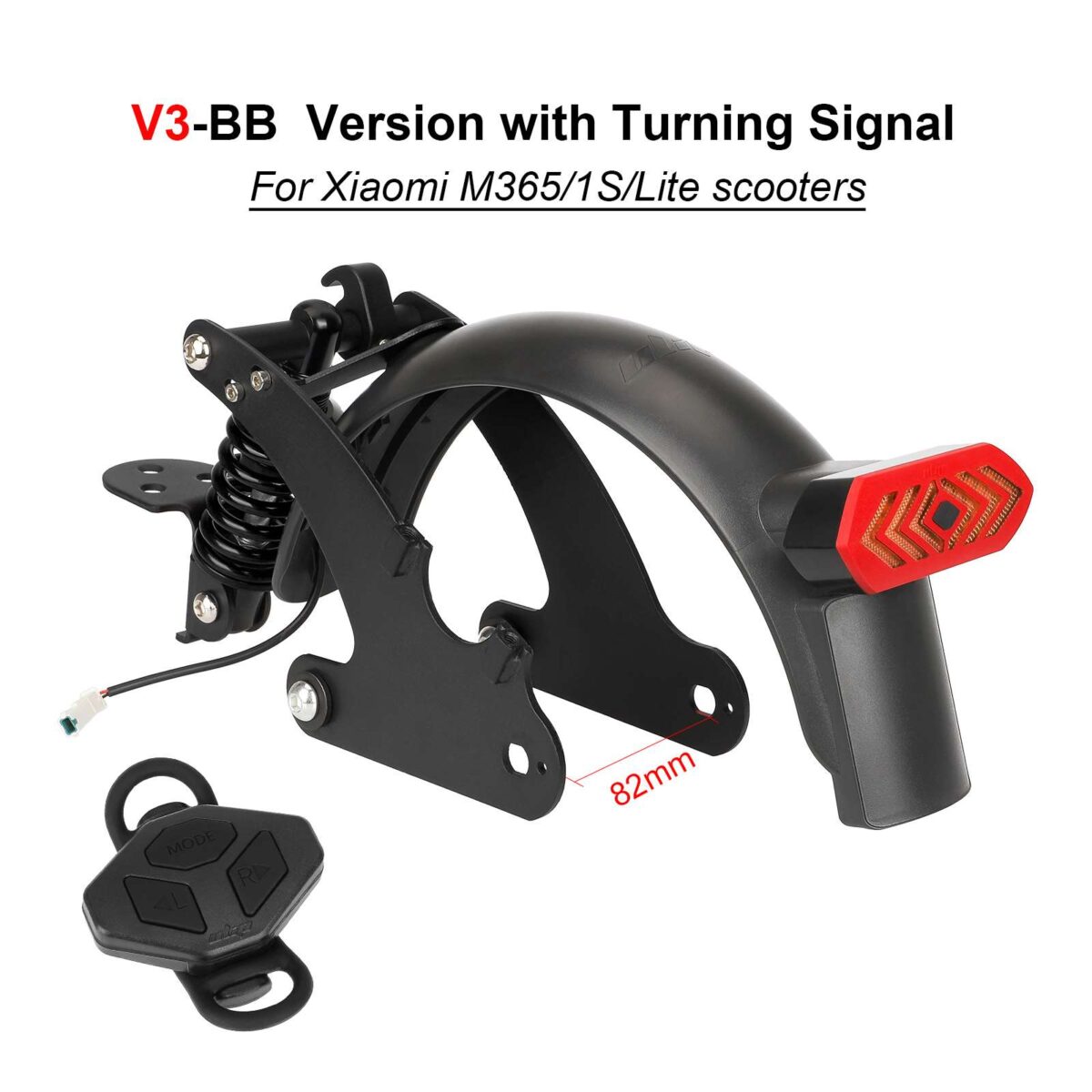 Suspensión trasera Ulip V3 negra con guardabarros de señal de giro para scooter M365 y 1S - Imagen 6