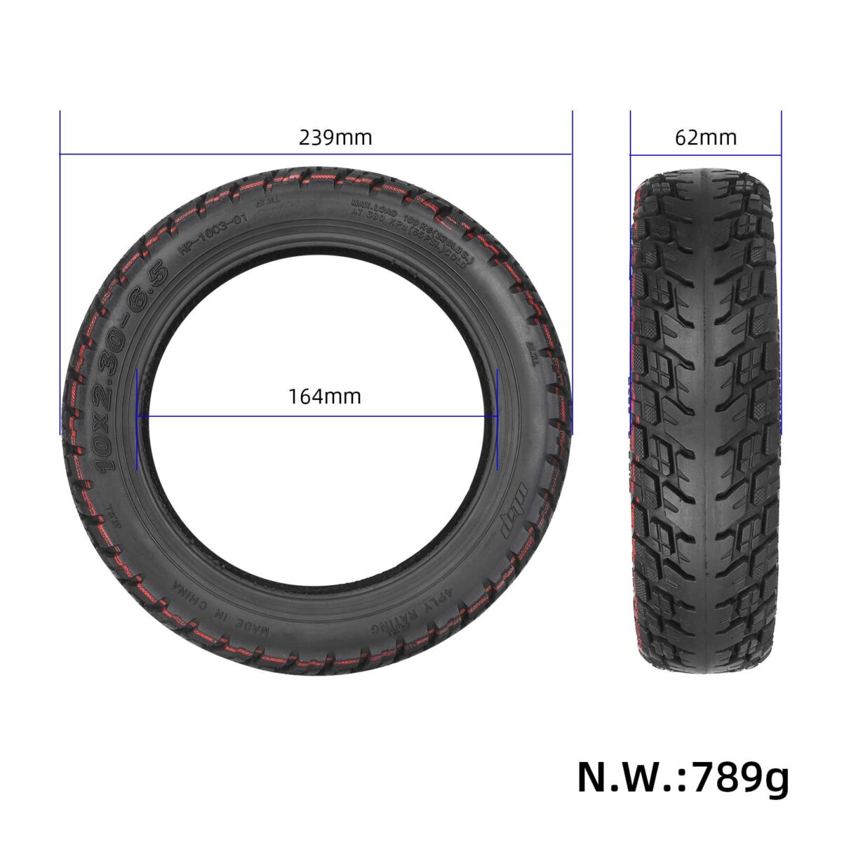 Neumático todoterreno sin cámara autorreparable ULIP 10*2.30-6.5 con adhesivo y válvula - Imagen 2