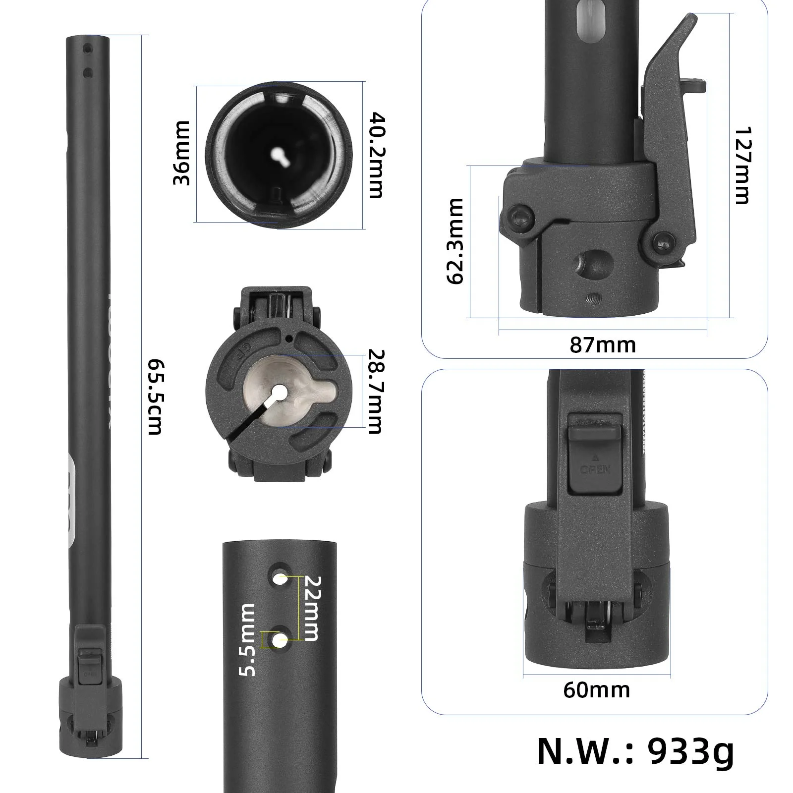Mástil plegable delantero original con base para Xiaomi 5 Pro - Imagen 2