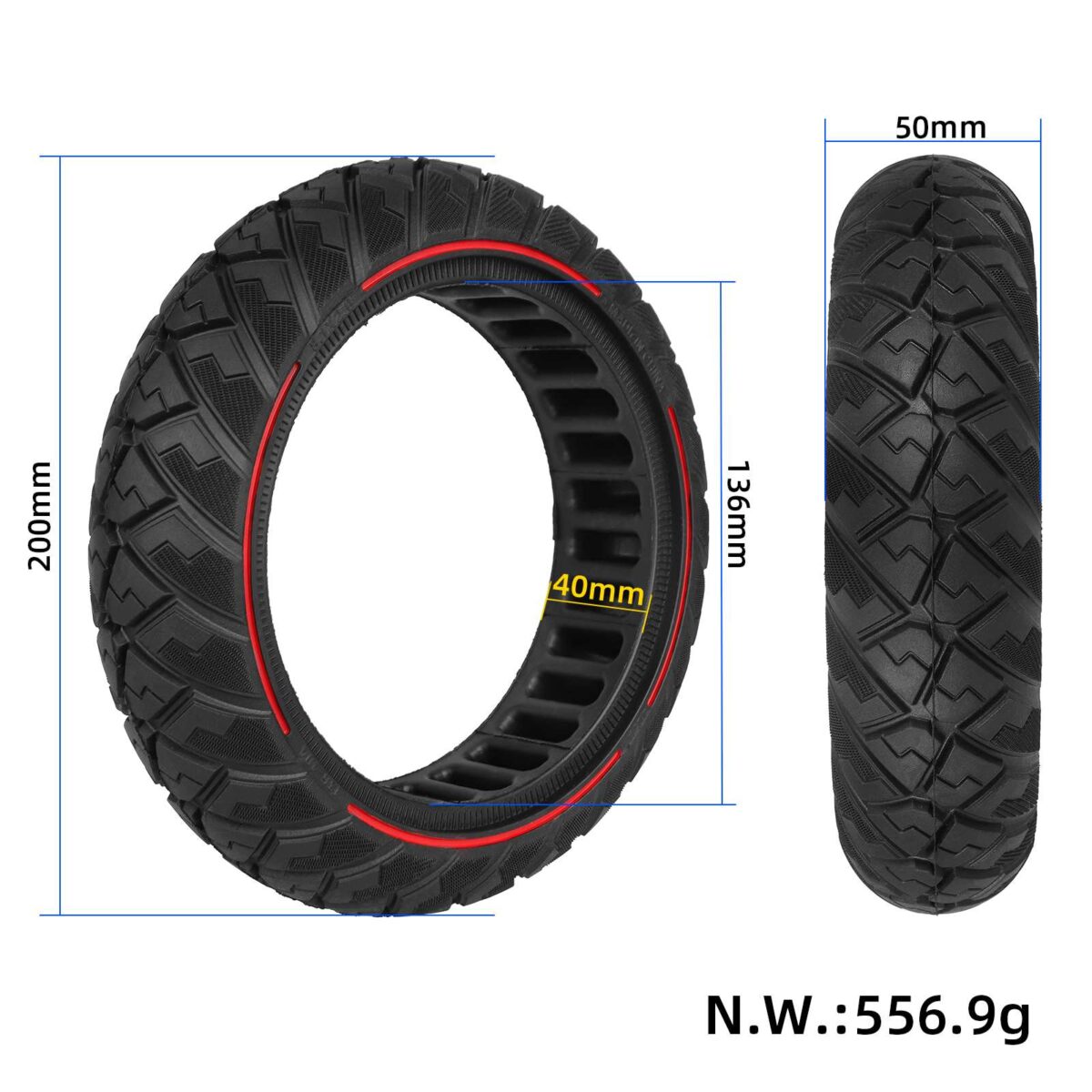 Neumático todoterreno sólido Ulip 8.1*2.0 con forma de diamante y círculo rojo - Imagen 2
