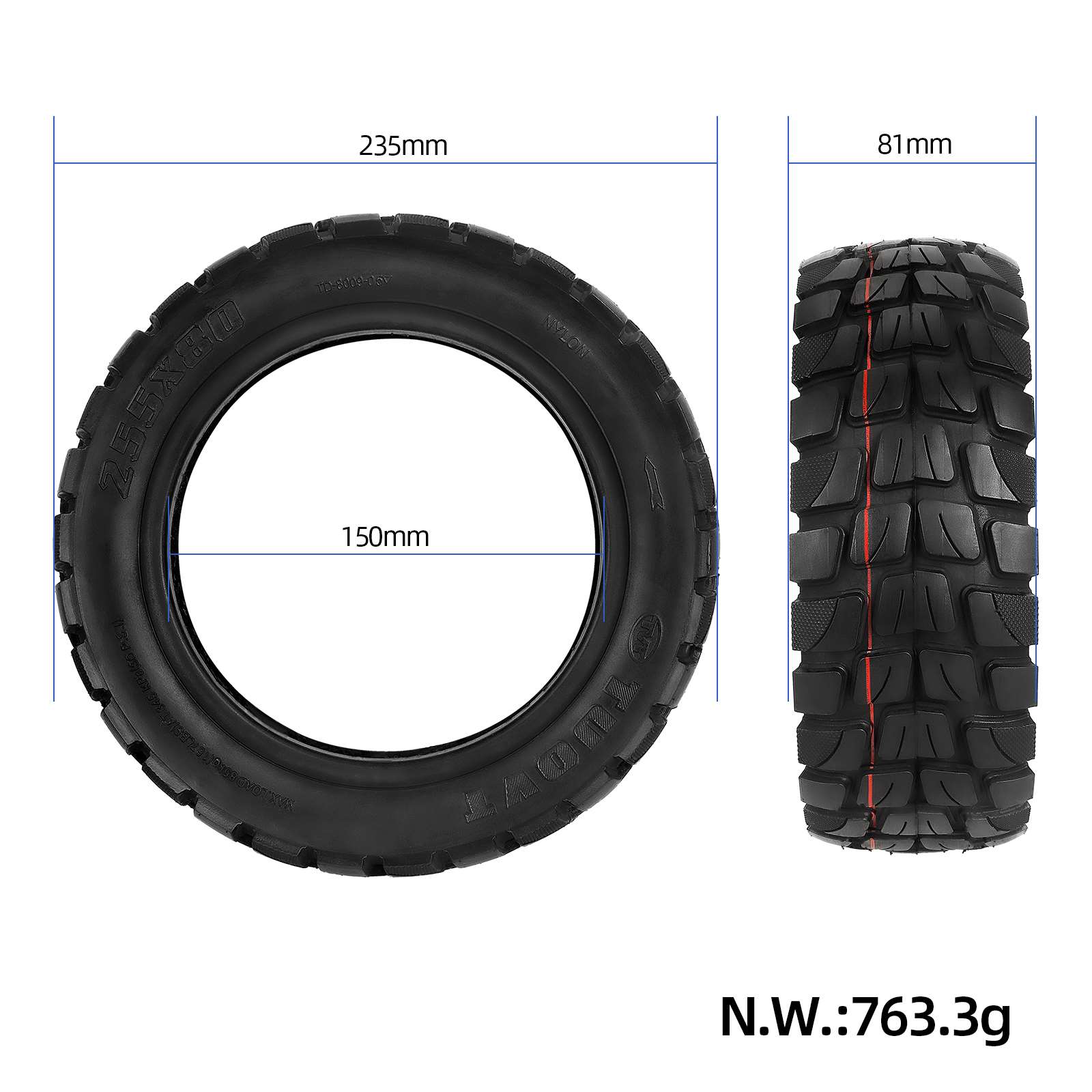 Neumático TUOVT 255*80 con cámara interior TUOVT10*2.5 - Imagen 2