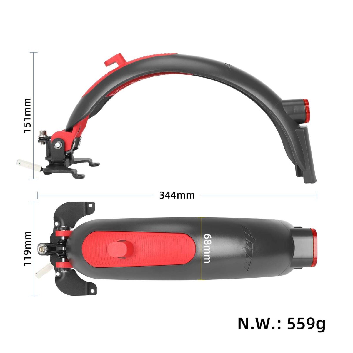 Guardabarros trasero Ulip Superior gris-rojo con aluminio para scooters Max G30 - Imagen 2