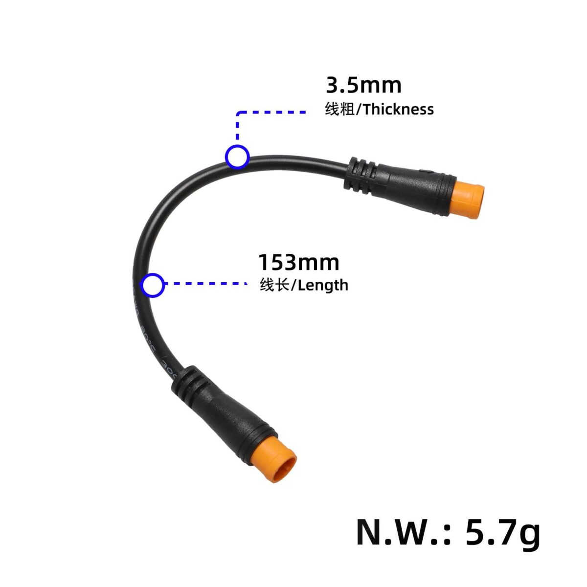 Cable de conexión para bicicleta eléctrica con conectores macho de 3 pines - Imagen 2