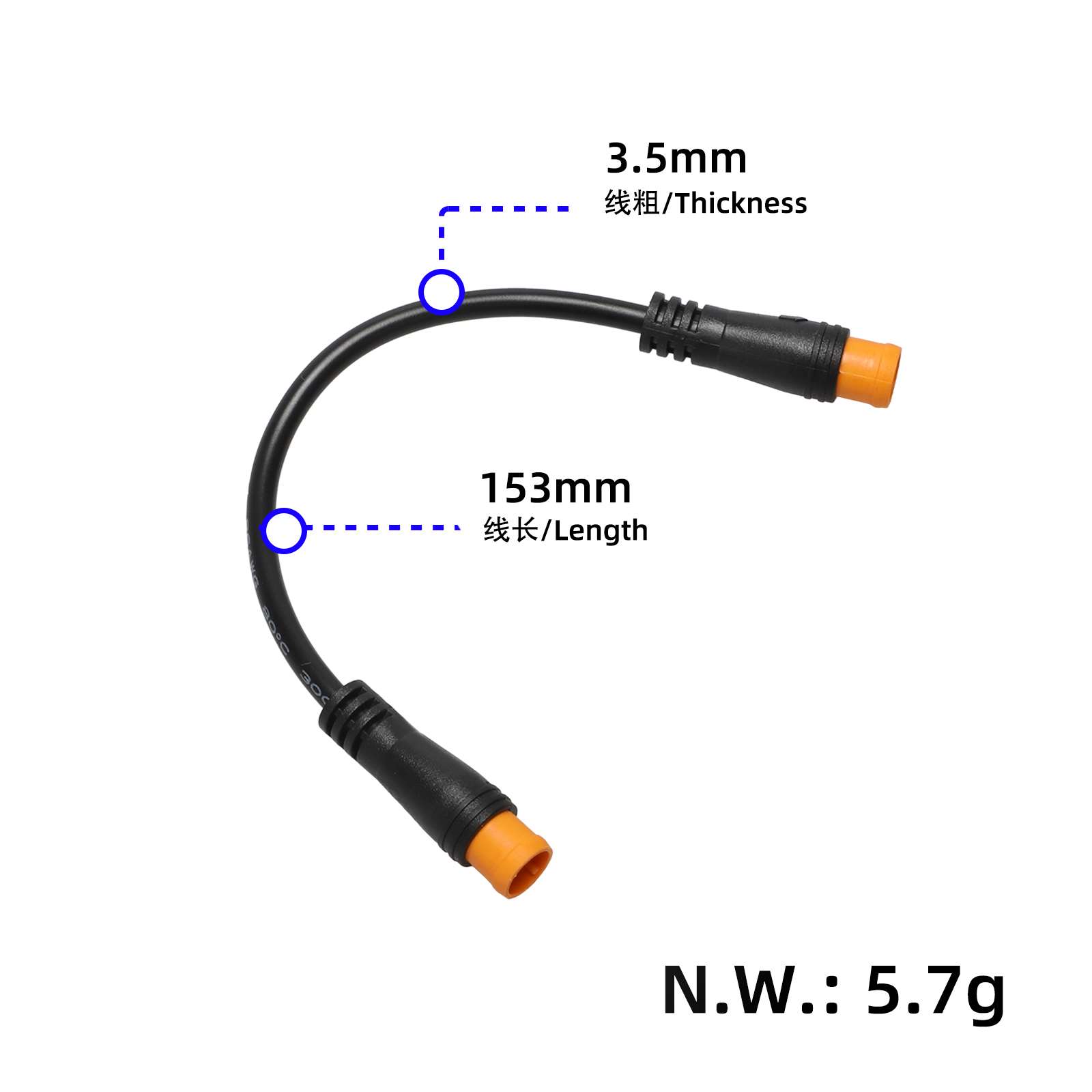 Cable de conexión para bicicleta eléctrica con conectores macho de 3 pines - Imagen 2
