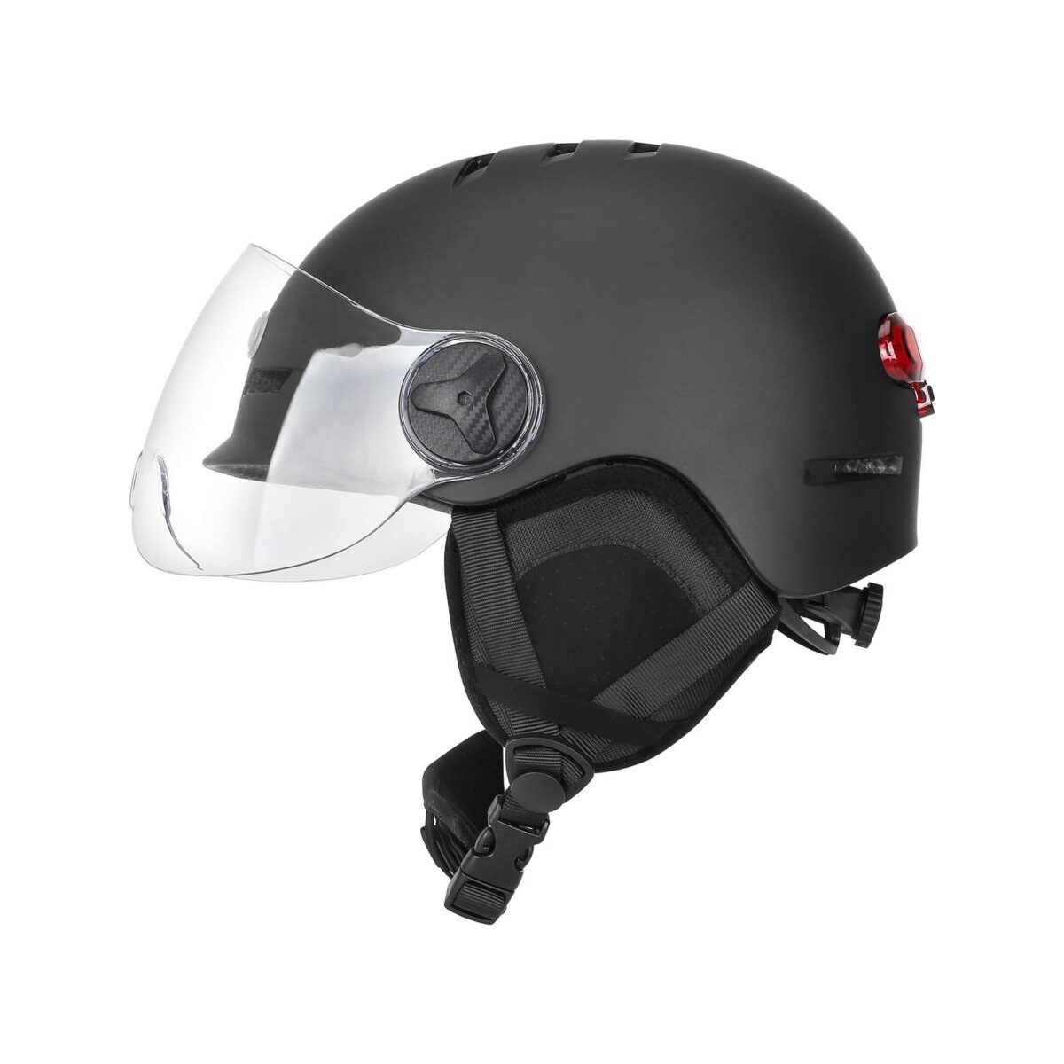 Casco de invierno negro a prueba de viento con luces delanteras y traseras. - Imagen 3