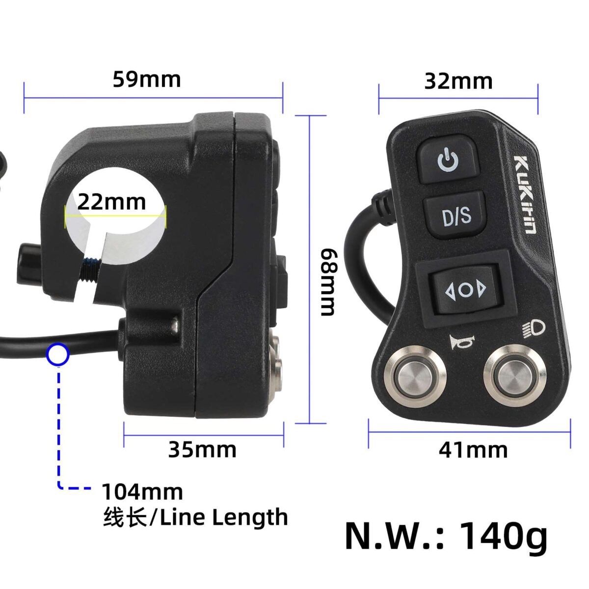Interruptor con botón metálico para patinete Kukirin G3Pro/G4max - Imagen 2