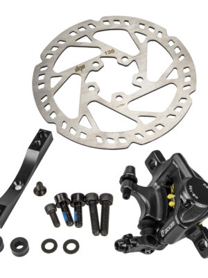 Juego de frenos Xtech negros con disco de 135 mm y adaptador negro