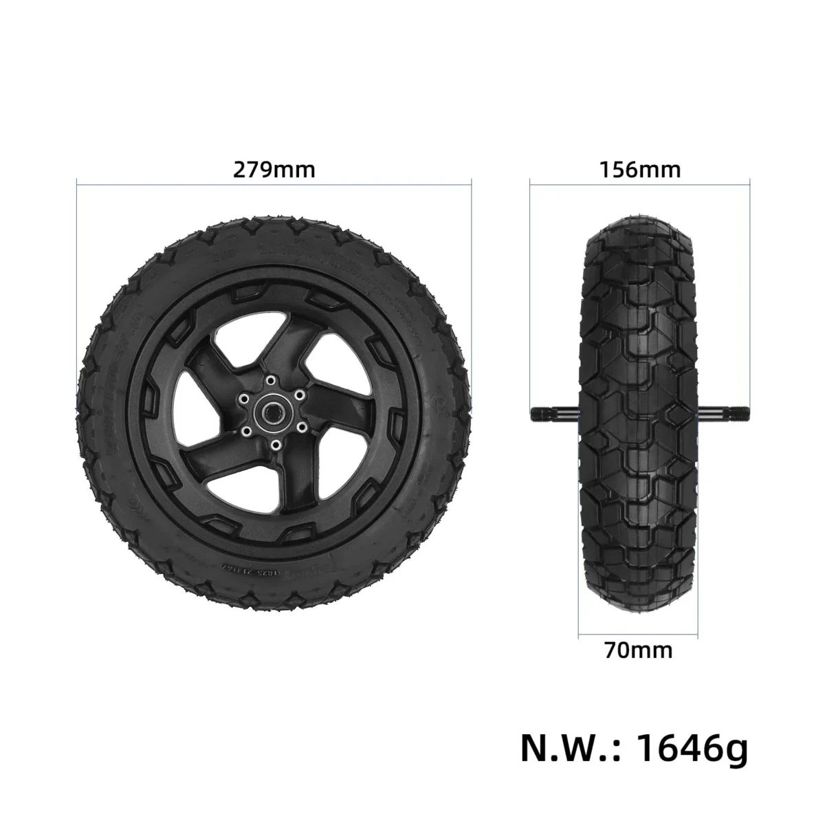 Rueda delantera original del patinete Ninebot ZT3 (neumático de vacío Segway70/60-7.5) - Imagen 2
