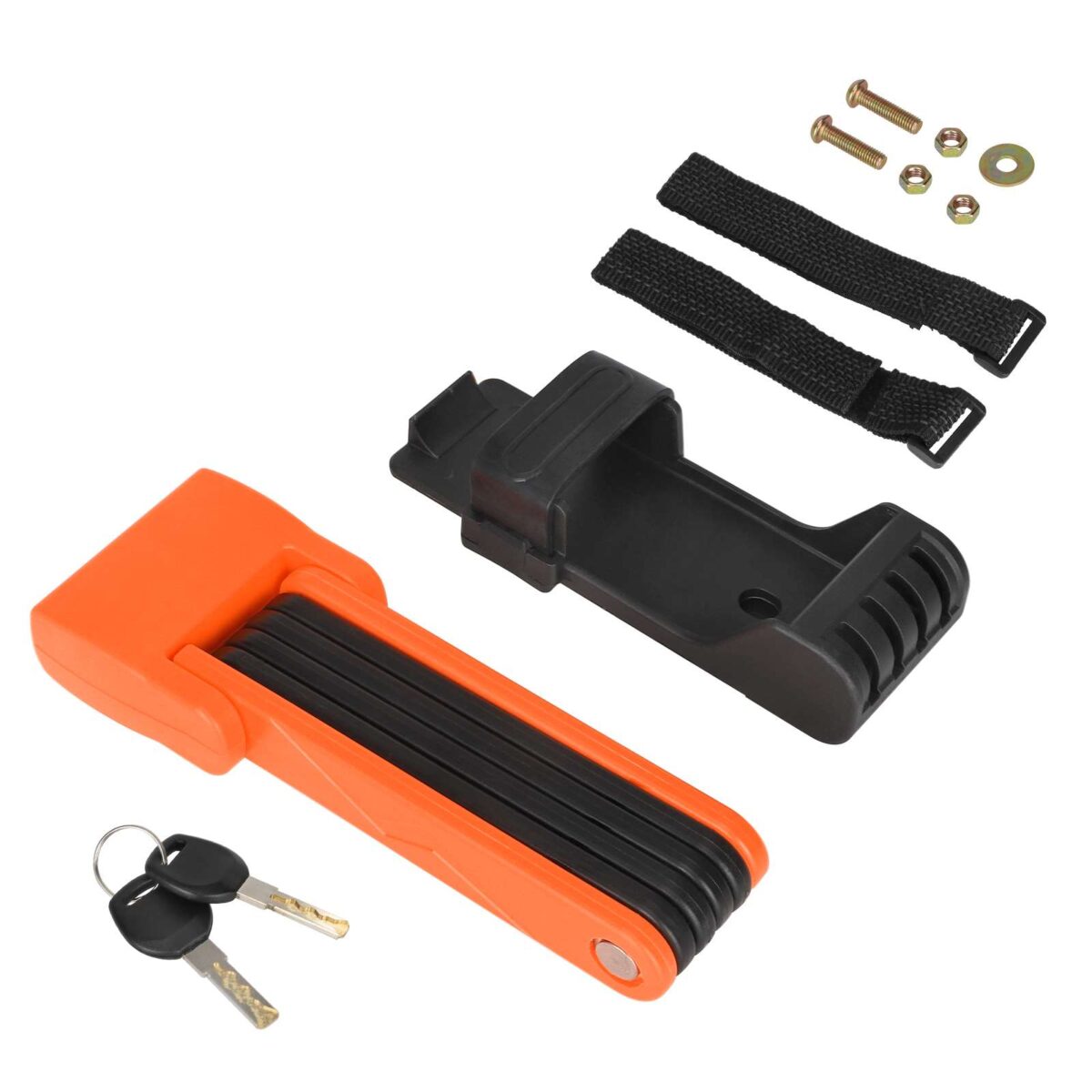 Cerradura antirrobo rectangular plegable naranja (con caja de embalaje) - Imagen 2