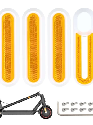 4 piezas de carcasas decorativas blancas de repuesto + barras reflectoras amarillas para M365 1S Pro Pro2 y Lite