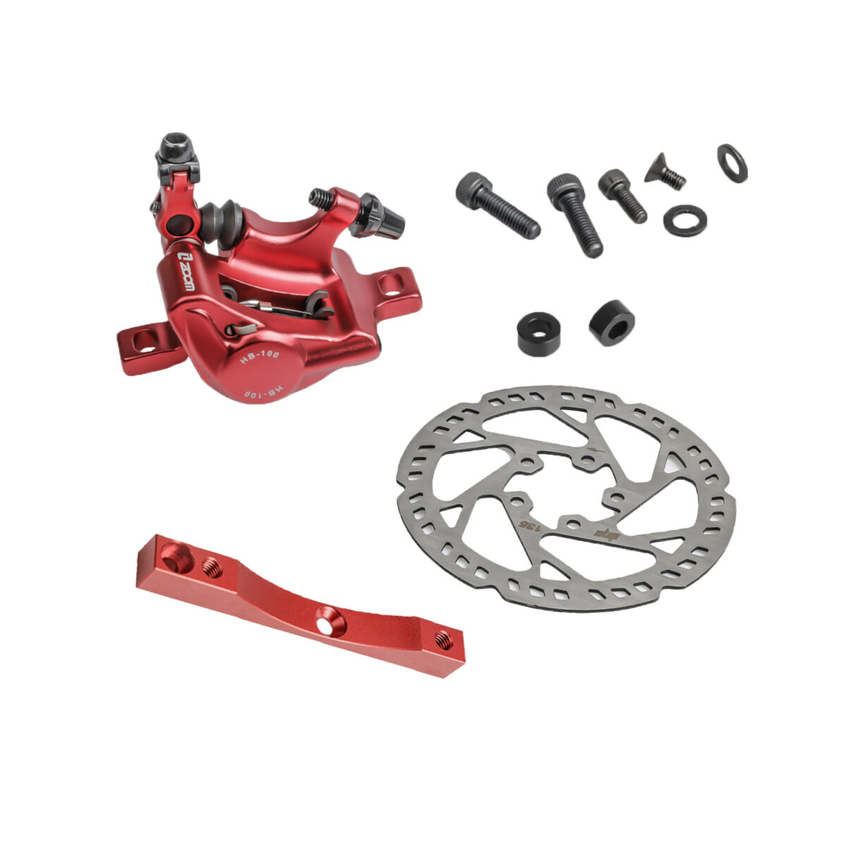 Juego de frenos Xtech rojos que incluye disco de 135 mm y adaptador rojo - Imagen 6