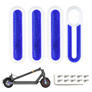 4 piezas de carcasas decorativas blancas de repuesto + barras reflectoras azules para M365 1S Pro Pro2 y Lite