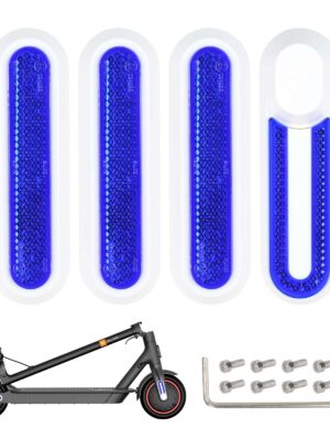 4 piezas de carcasas decorativas blancas de repuesto + barras reflectoras azules para M365 1S Pro Pro2 y Lite