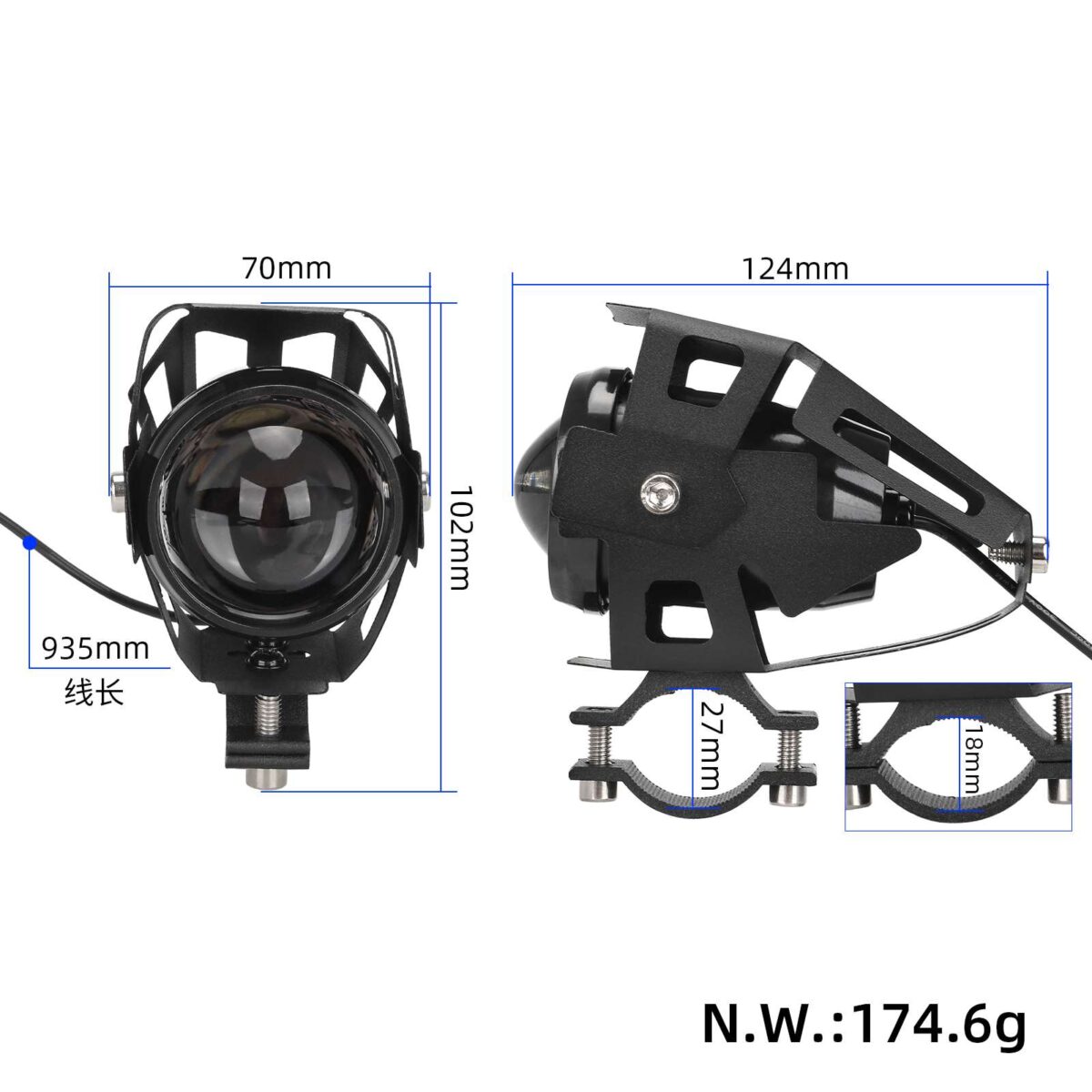Luz delantera LED U5 para bicicleta eléctrica - Imagen 2