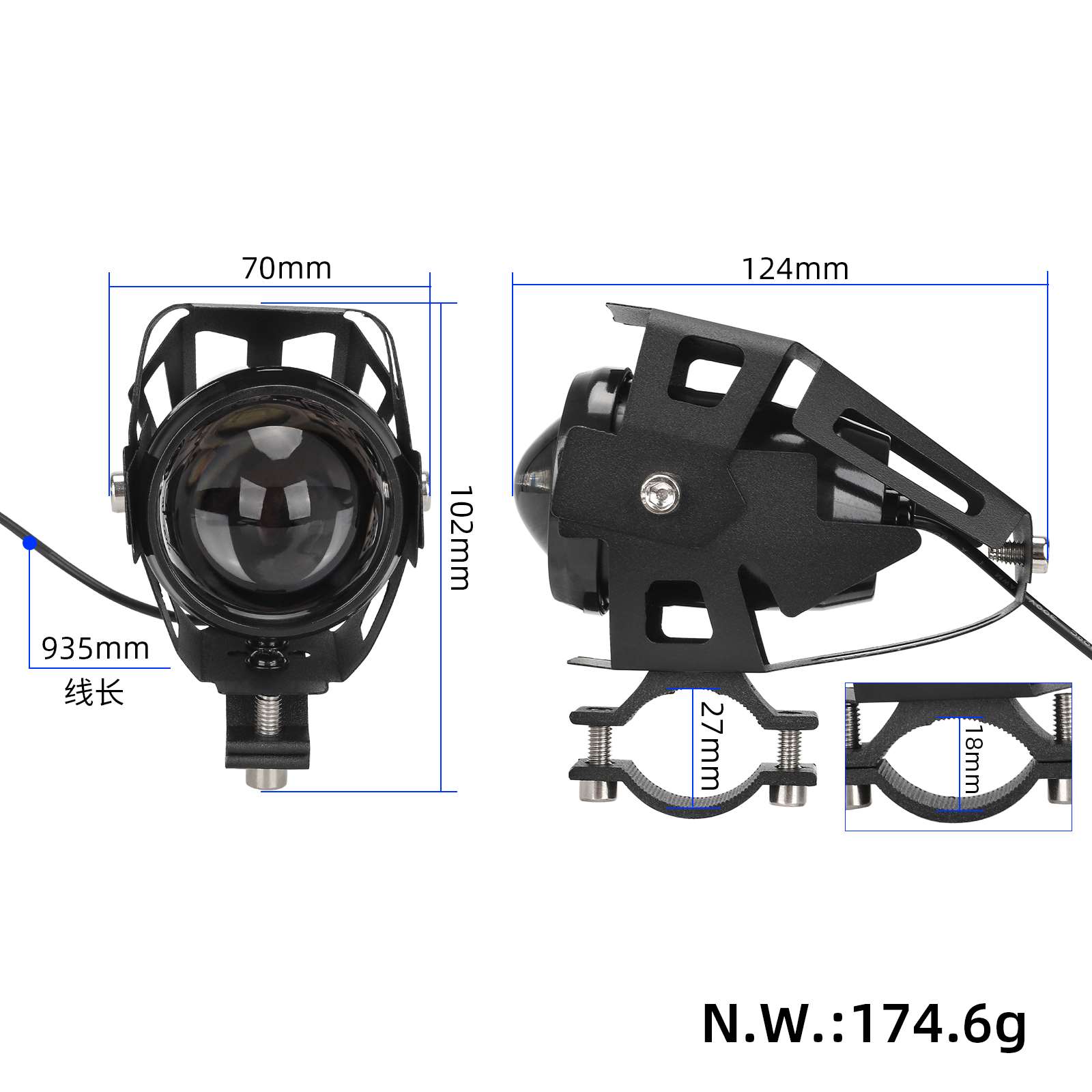 Luz delantera LED U5 para bicicleta eléctrica - Imagen 2