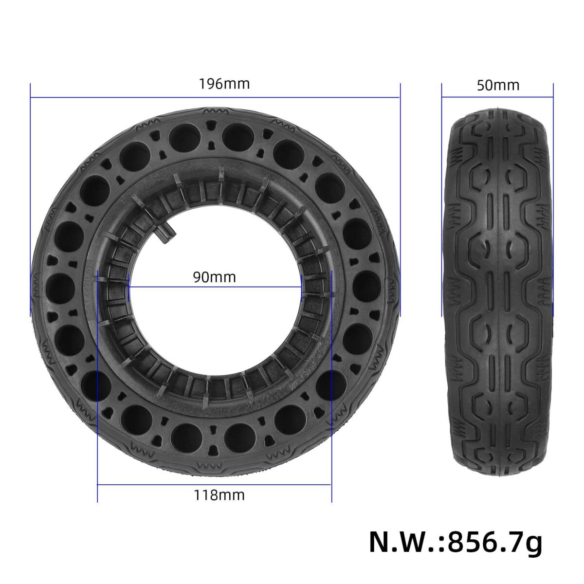 Neumático hueco de 200 x 50 (para motor de cepillo) - Imagen 2