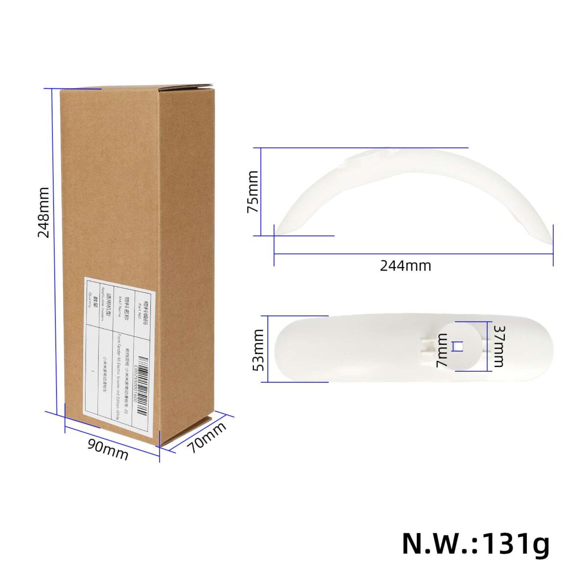 Conjunto de guardabarros delantero blanco original para scooter Xiaomi M365/Pro - Imagen 2