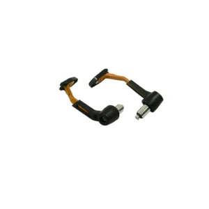 Manillar CNC para motocicleta de color naranja y negro.