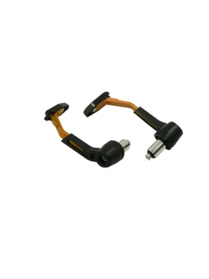 Manillar CNC para motocicleta de color naranja y negro.