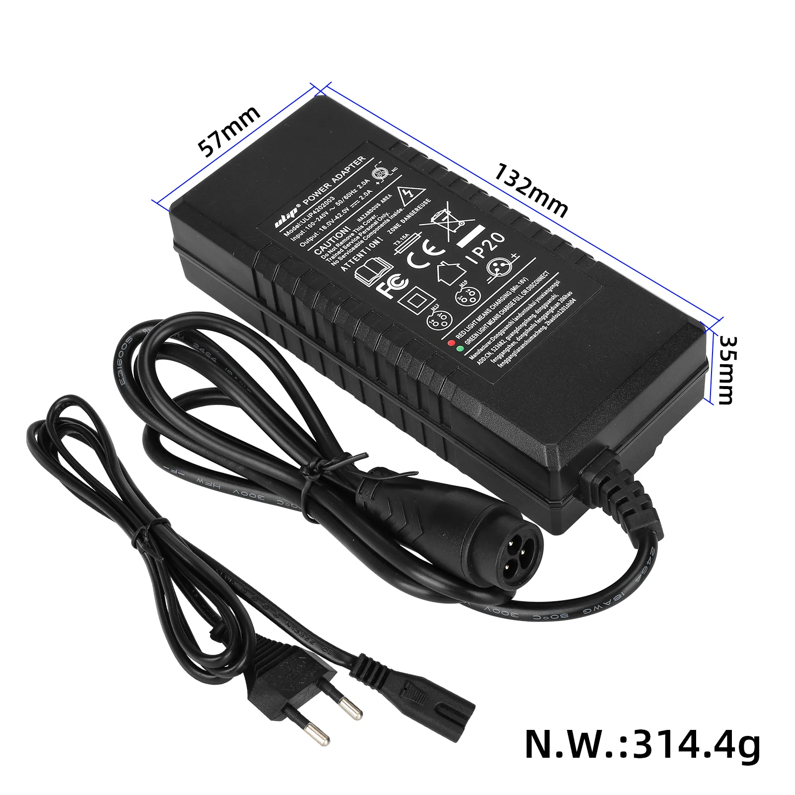 Cargador Ulip 42V2A con cabezal LP16-3P grande (enchufe UE) - Imagen 2