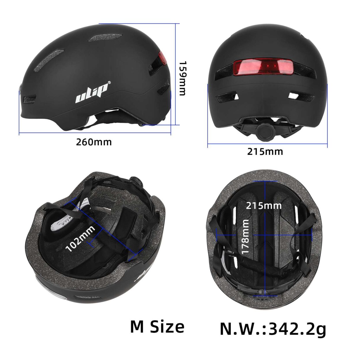 Casco Ulip negro talla M U002 con luz - Imagen 2