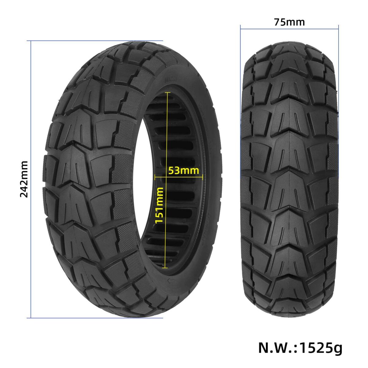 Neumático sólido todoterreno de 10 x 2,75 (apta para modelos 70/65-6,5) - Imagen 2