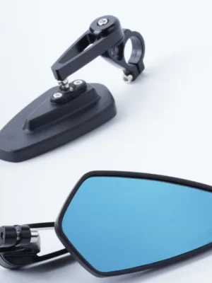 Espejo retrovisor eléctrico negro para motocicleta (cristal azul)