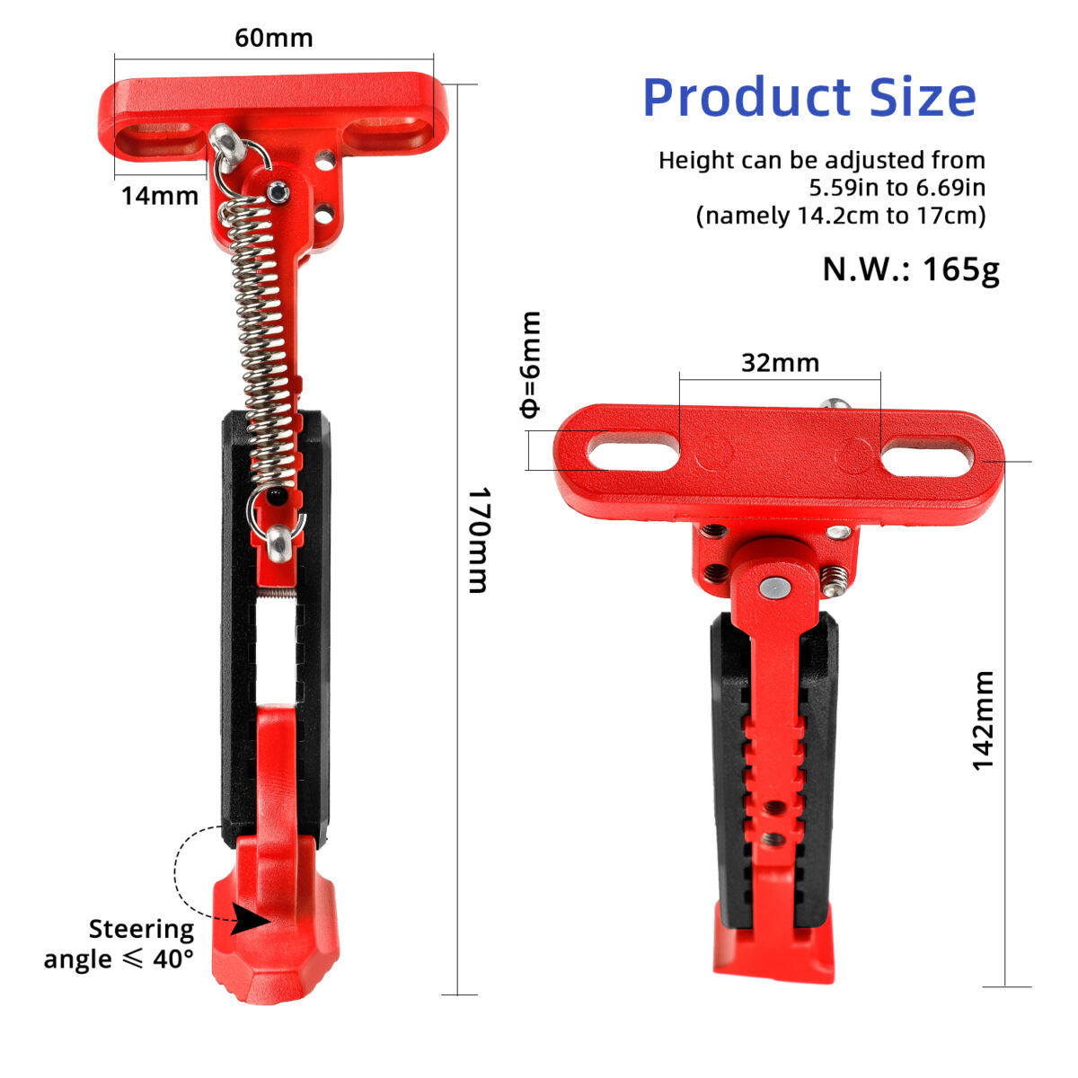 Pata de cabra ajustable V2 Rojo-Negro para scooters de serie Max G30 - Imagen 2