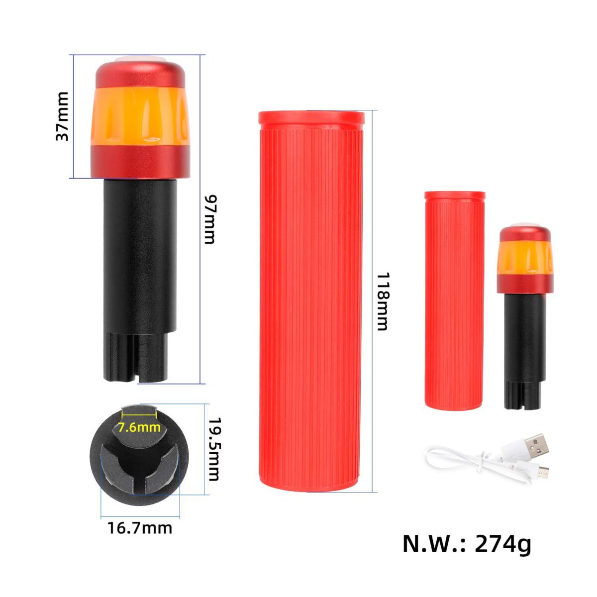 Extensor de agarre de silicona con carga USB Ulip y luz para scooters Max G30 (RBRO) - Imagen 5
