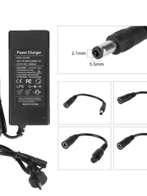 Cargador de 42 V 2 A CC 2,1 con 4 cables adaptadores (enchufe australiano)
