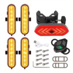 Juego de 4 luces intermitentes recargables amarillas Ulip + 1 juego de luces traseras intermitentes con control remoto
