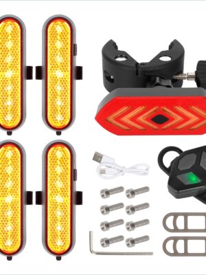 Juego de 4 luces intermitentes recargables amarillas Ulip + 1 juego de luces traseras intermitentes con control remoto