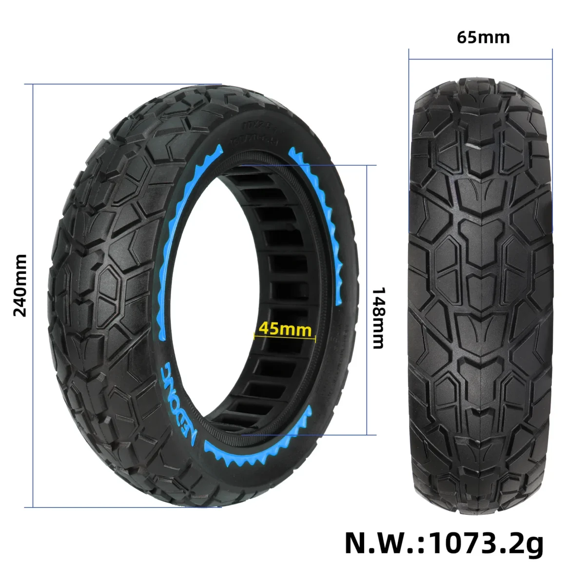 Neumático sólido todoterreno NEDONG 10*2.5 Blue Line (ranura para tarjeta de 45 mm) - Imagen 2