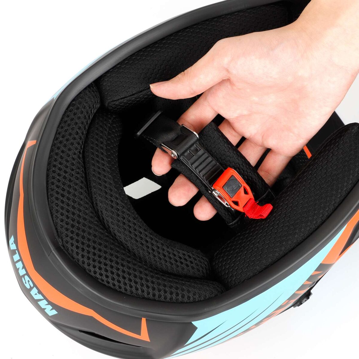 Casco XXL estilo negro azul naranja - Imagen 6