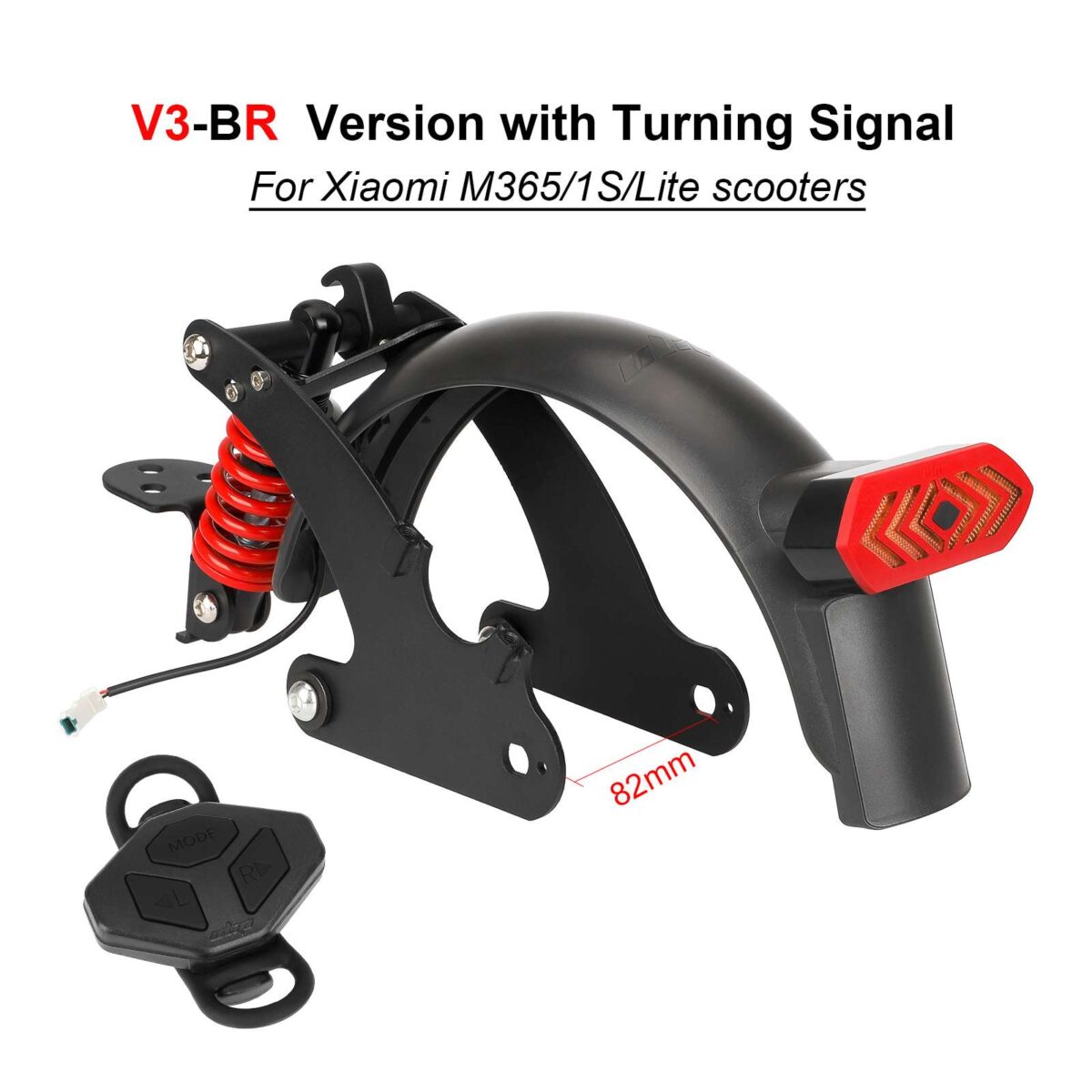 Suspensión trasera Ulip V3 negra y roja con guardabarros de señal de giro para scooter M365 y 1S - Imagen 5