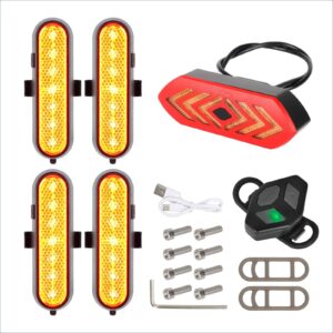 Juego de 4 luces intermitentes recargables amarillas Ulip + 1 juego de luces traseras intermitentes con control remoto para scooters Xiaomi Pro/Pro2/1S o suspensión trasera Ulip