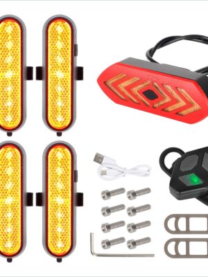 Juego de 4 luces intermitentes recargables amarillas Ulip + 1 juego de luces traseras intermitentes con control remoto para scooters Xiaomi Pro/Pro2/1S o suspensión trasera Ulip