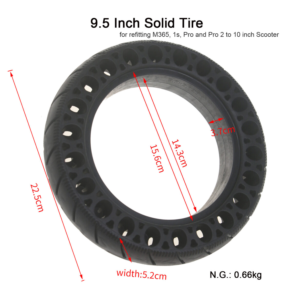 Neumático sólido de panal negro de 9,5 pulgadas para reequipar scooters Xiaomi de 8,5 a 10 pulgadas - Imagen 2